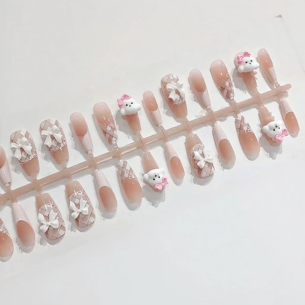 Τεχνητά Νύχια Teddy Dog, Σχέδιο French Tip, 30 Τεμάχια