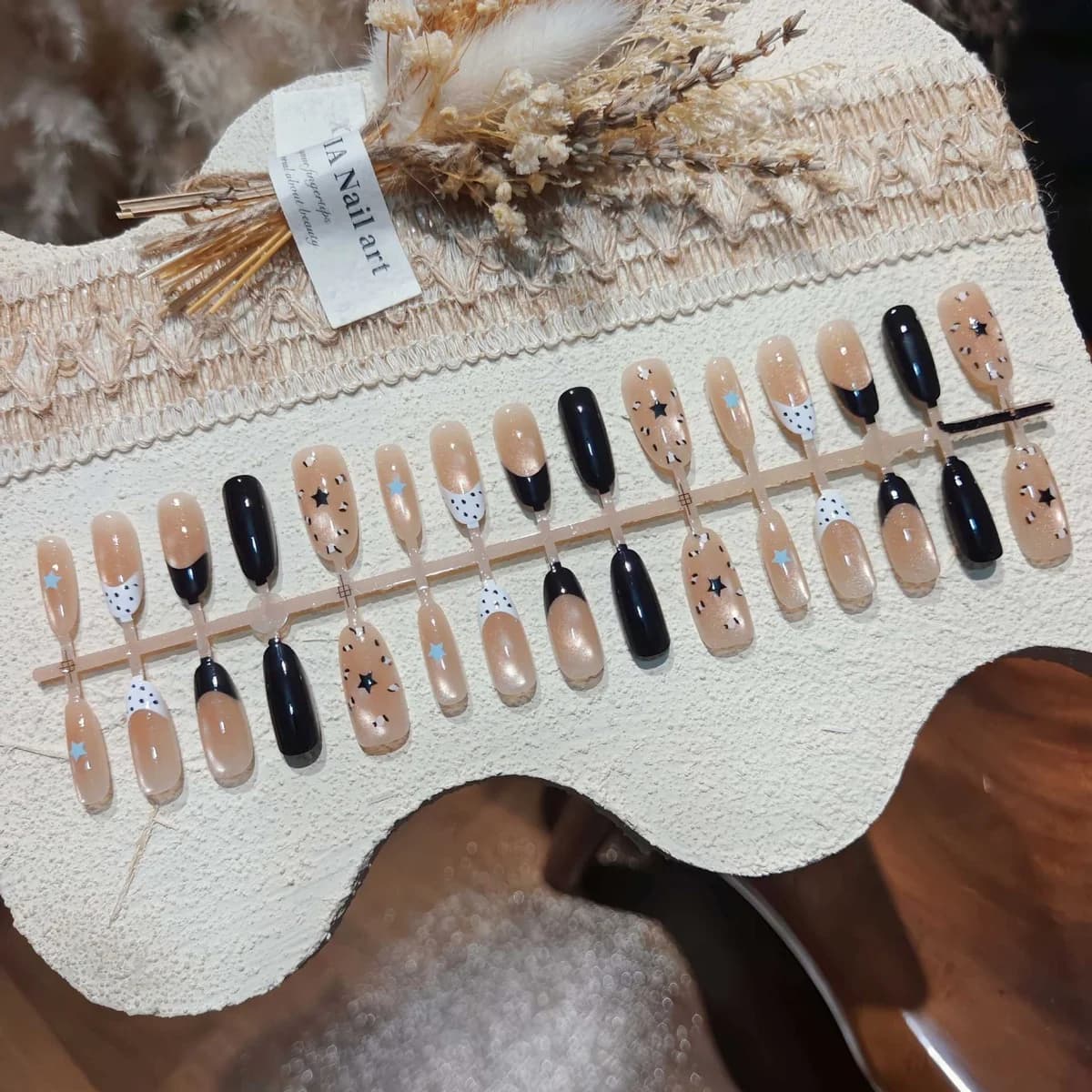 Ασημί Αστέρι Cat Eye Τεχνητά Νύχια Μεσαίο Οβάλ Σχήμα 30 Τεμάχια