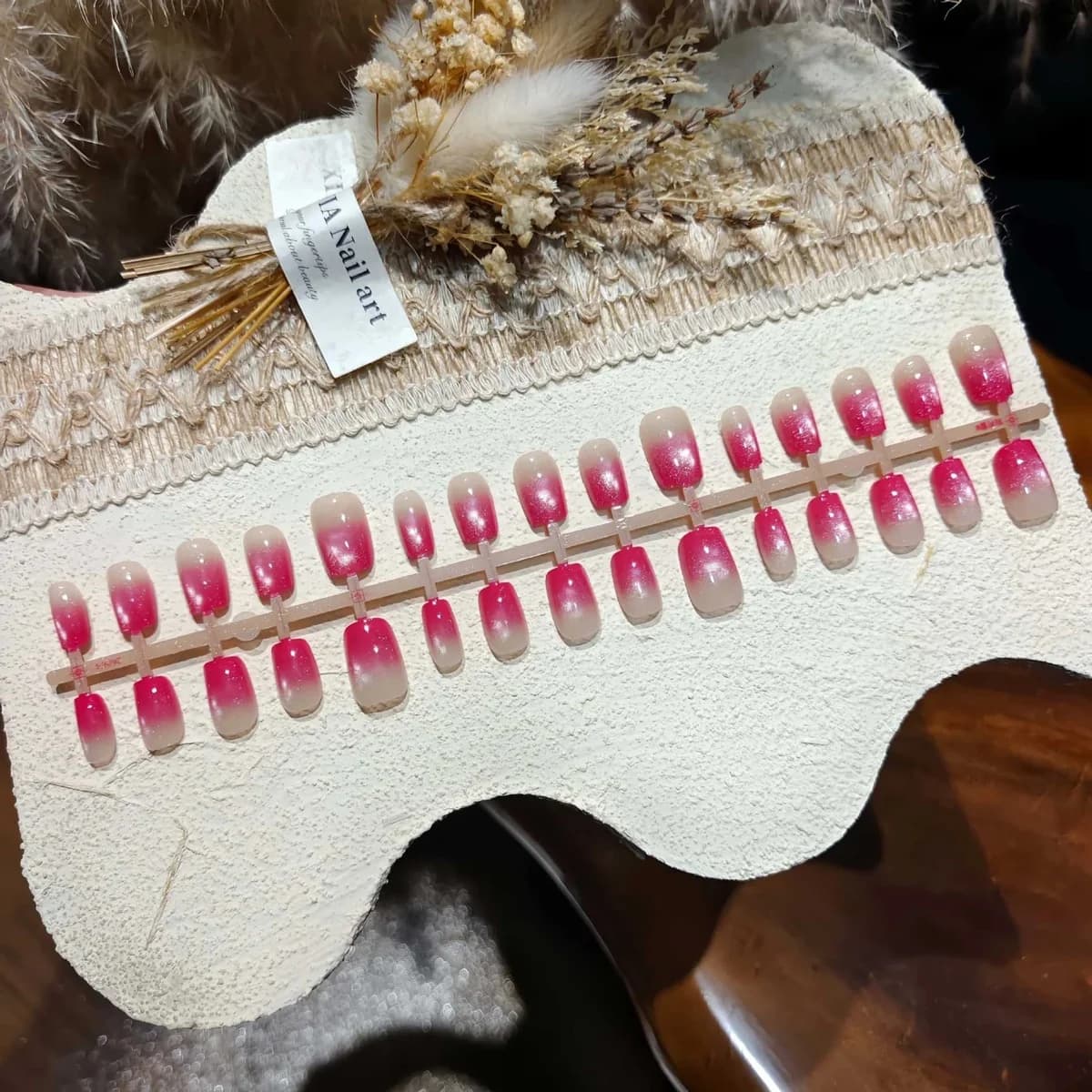 Ροζ Gradient Cat Eye Τεχνητά Νύχια Κοντά Σχήμα Ballerina