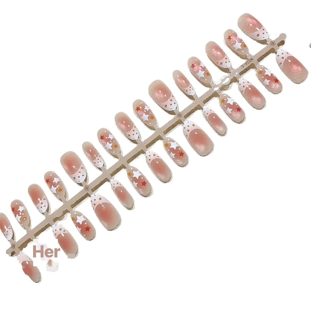 Τεχνητά Νύχια Cat Eye Glass Bead Μεσαίο Οβάλ Καλοκαιρινό Fresh Style